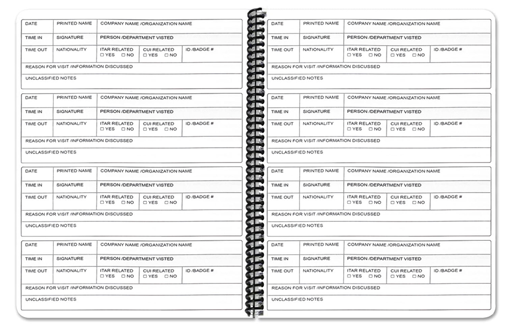 ITAR Compliant Visitor Log Book – 8.5 x 11 inch Visitor Entry Book 100 Pages Meets ITAR Requirements Visitor Sign in Book Log for DIB, Aerospace & Federal Contractors
