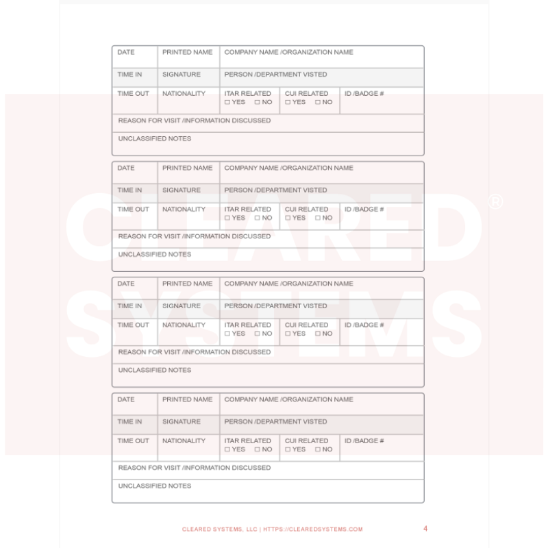 ITAR Compliant Visitor Log Book – 8.5 x 11 inch Visitor Entry Book 100 Pages Meets ITAR Requirements Visitor Sign in Book Log for DIB, Aerospace & Federal Contractors Kit