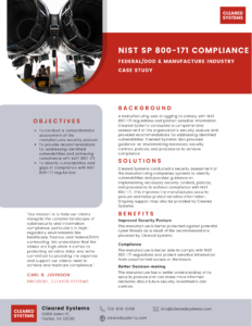 Ensuring Compliance with NIST SP 800-171 for Federal-DOD Manufacturing: A Cleared Systems Case Study
