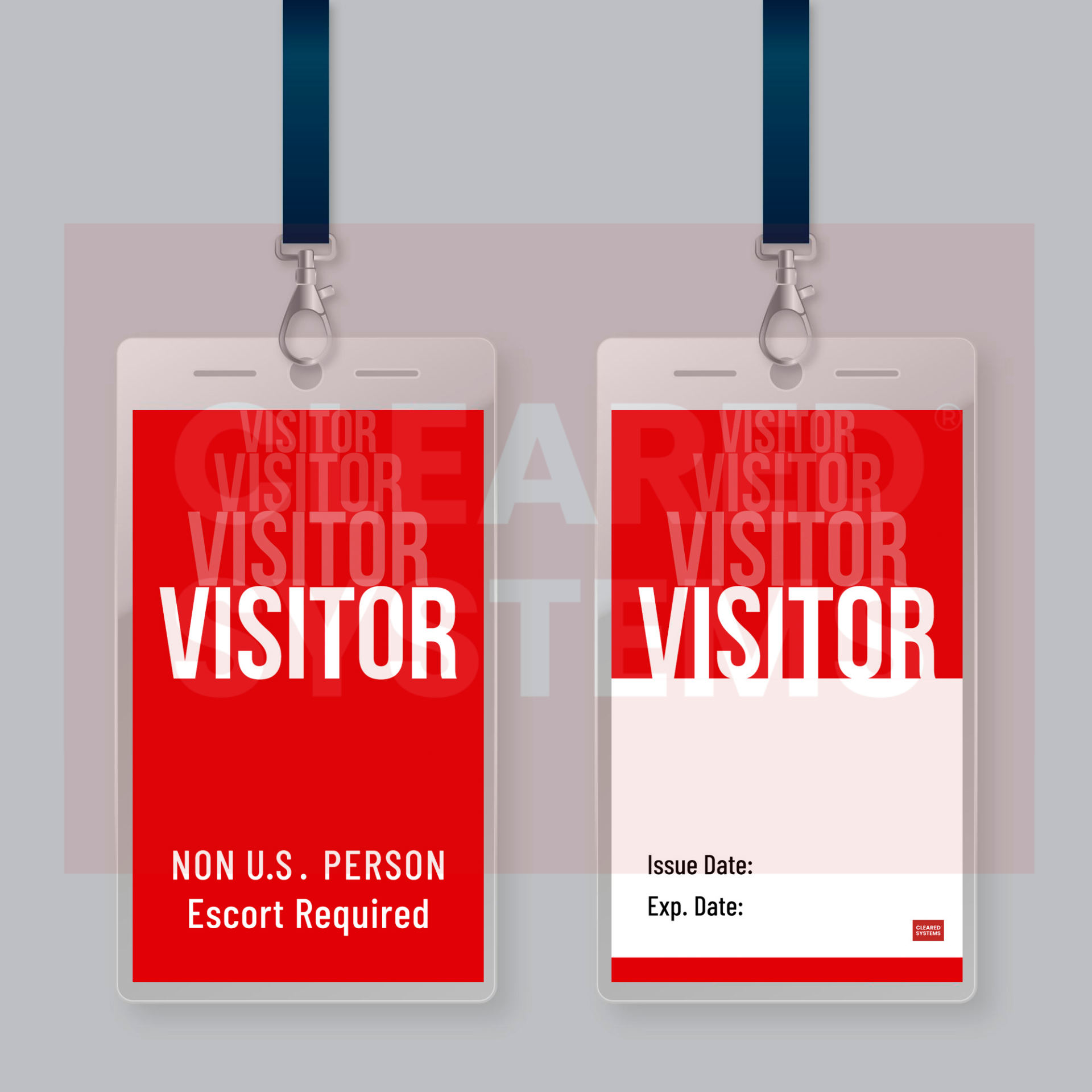 Red ITAR Visitor Badge - Secure Access Control - Cleared Systems