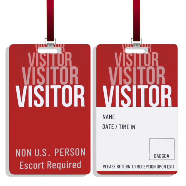 red itar visitors badge