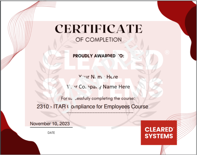 itar compliance for employees certification