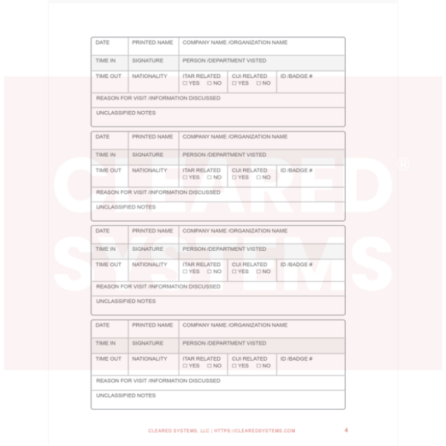 ITAR Compliant Visitor Log Book – 8.5 x 11 inch Visitor Entry Book 100 Pages Meets ITAR Requirements Visitor Sign in Book Log for DIB, Aerospace & Federal Contractors Kit - Image 4