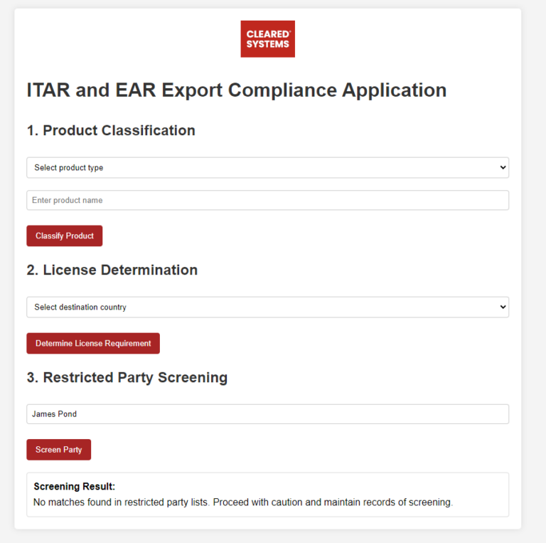 ITAR and EAR Export Compliance Program