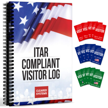 itar log book with itar visitor badges